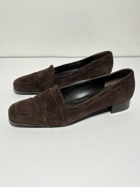 Salvatore Ferragamo Shoes - Salvatore Ferragamo Women EUC Classic Chocolate Brown Suede Loafer Shoe 6.5 B